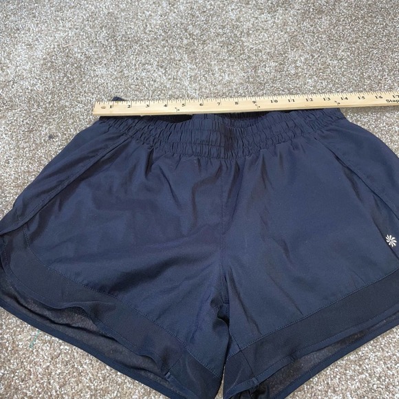 Athleta running shorts black built in underwear active wear nylon SZ M pocket - Picture 6 of 8